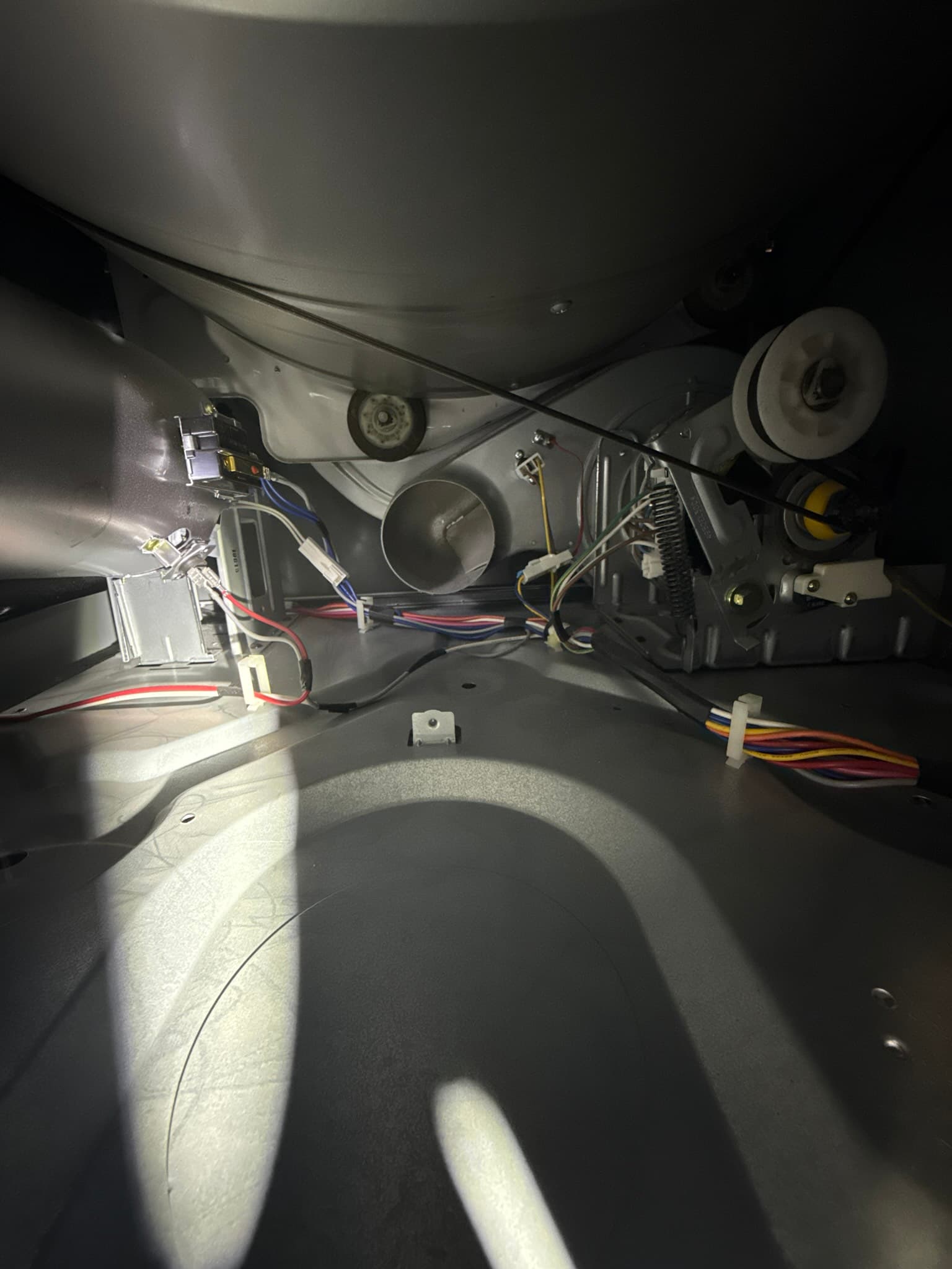 Exterior dryer vent termination point during service inspection and cleaning