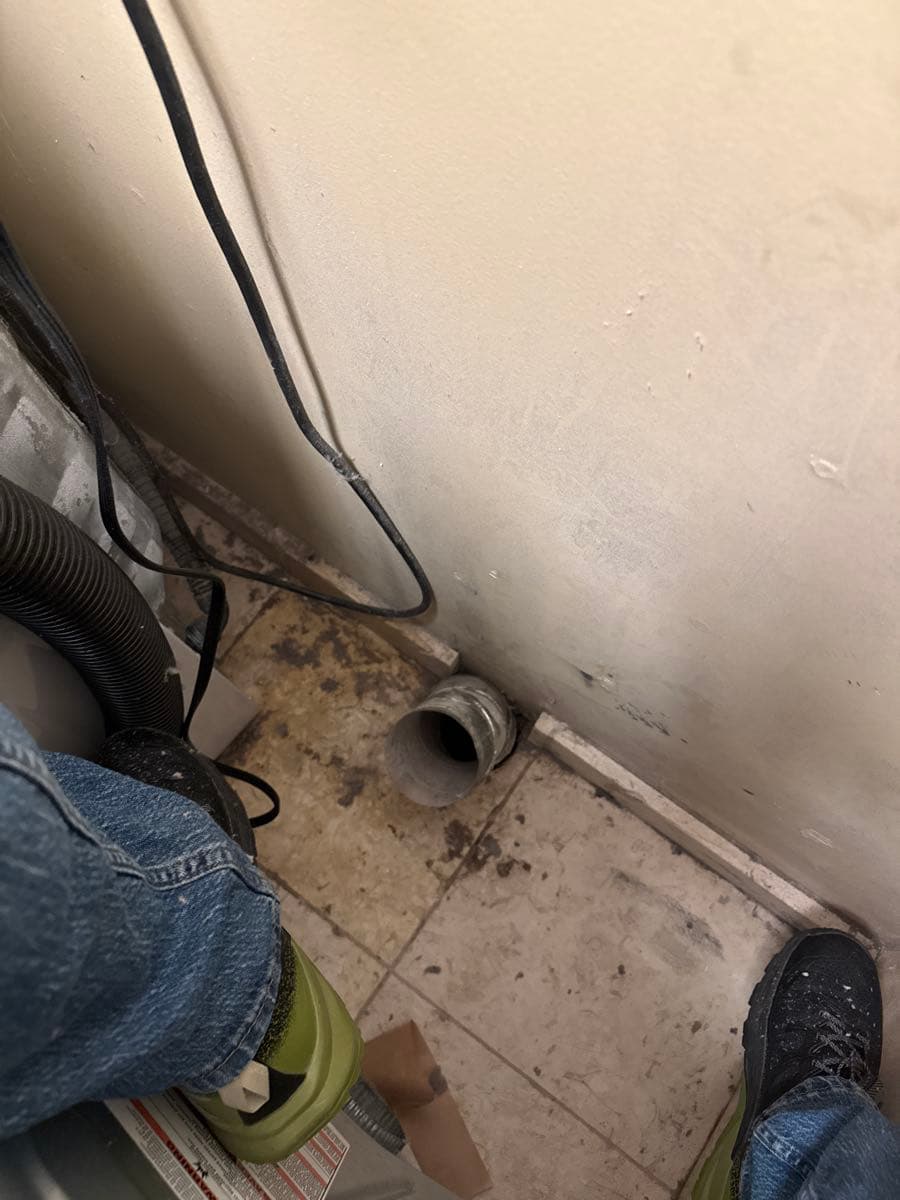 Interior view of dryer exhaust duct during cleaning service at a Pacifica home
