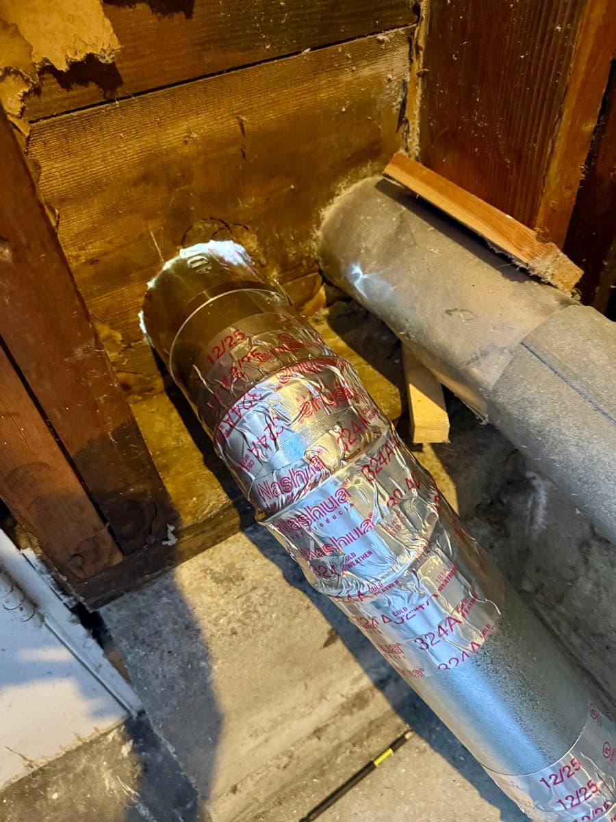 Overall view of the new dryer exhaust system installation